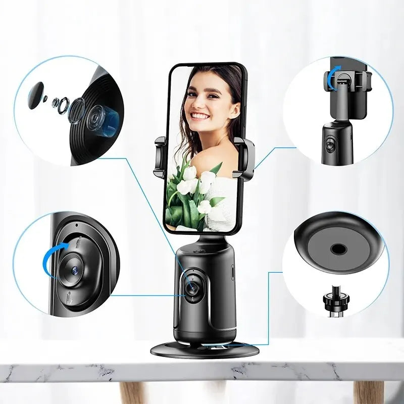 360 Auto Face Tracking AI,  Auto Phone Tripod Holder For Smartphones